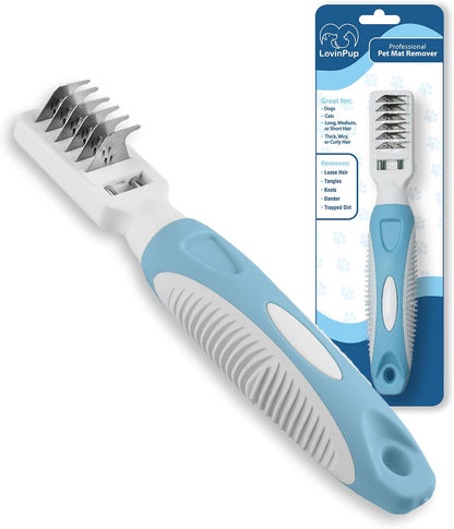 Side view of LovinPup professional dematting comb for pets