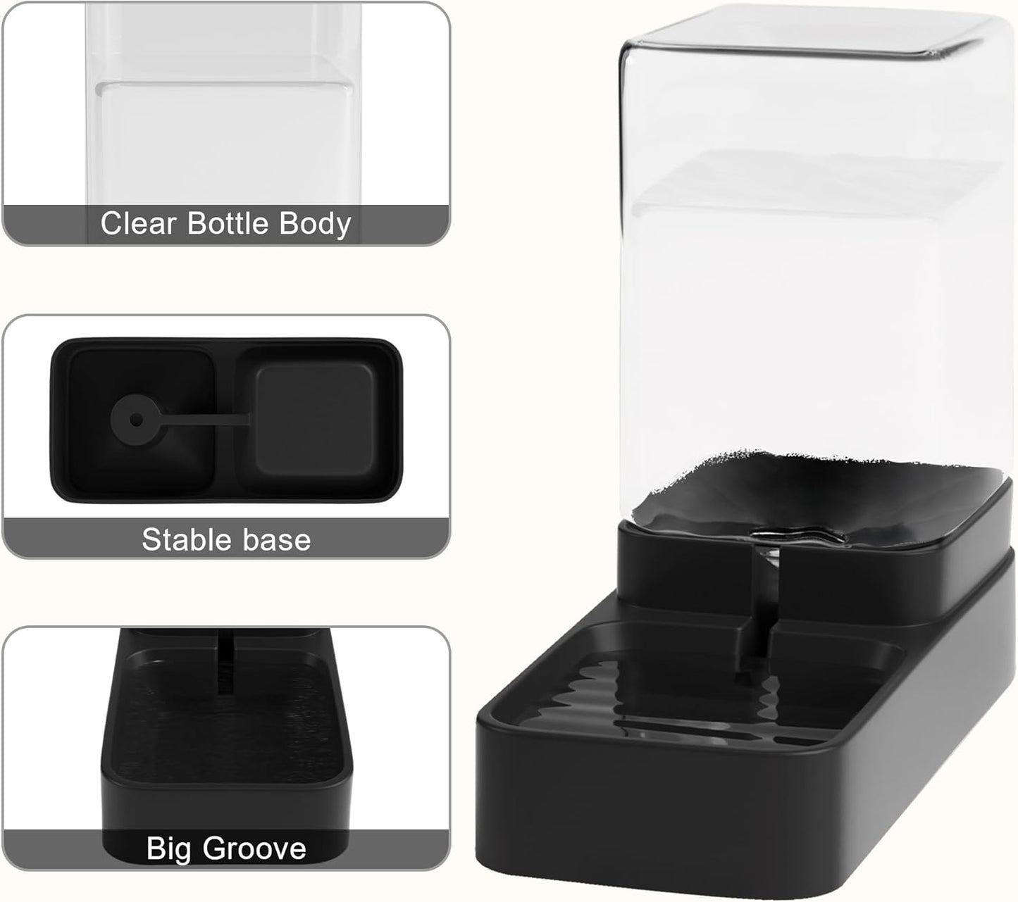 Top view of the detached components of the Wefeedy automatic pet feeding set