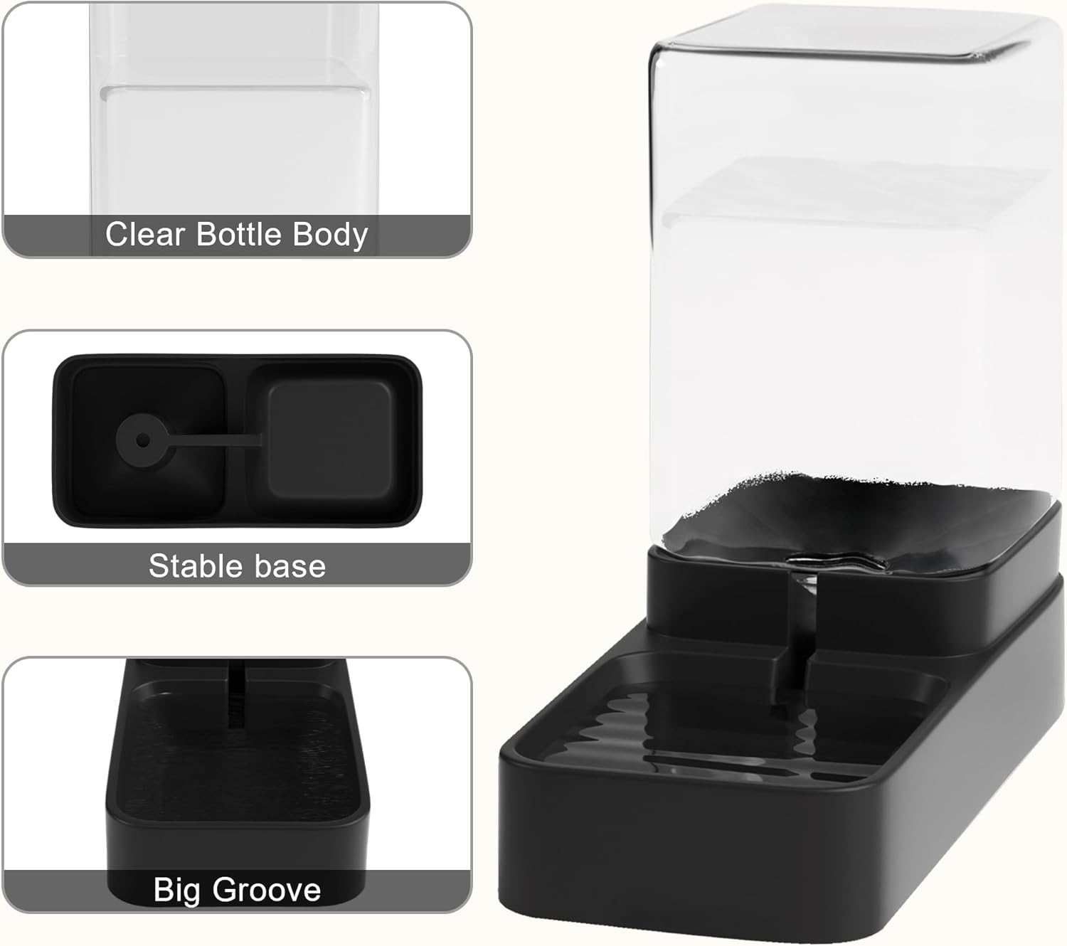 Top view of the detached components of the Wefeedy automatic pet feeding set