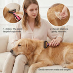 Rovia pet grooming tool for thick coats showing the 9 teeth mat breaker side