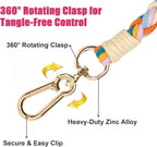 Heavy duty six strand braided cotton rope dog leash showing thick texture details
