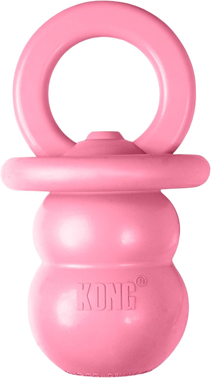 KONG Puppy Binkie soft rubber teething pacifier toy packaging view.