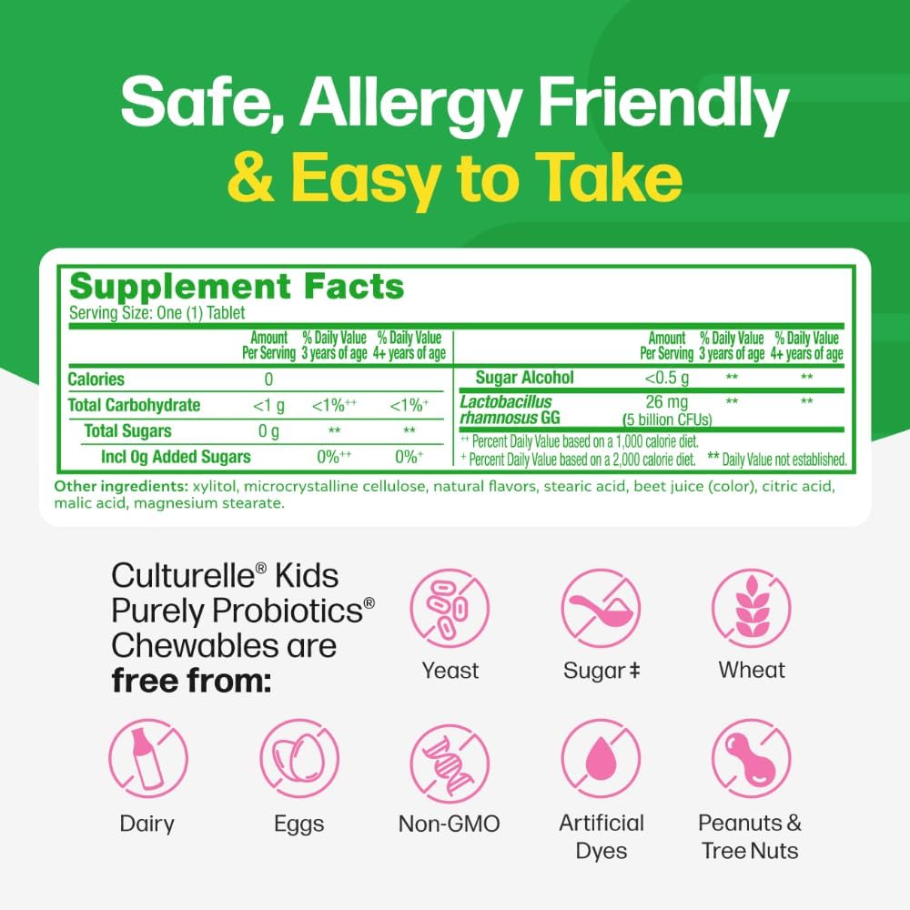 Culturelle kids probiotic berry flavor supplement bottle side profile