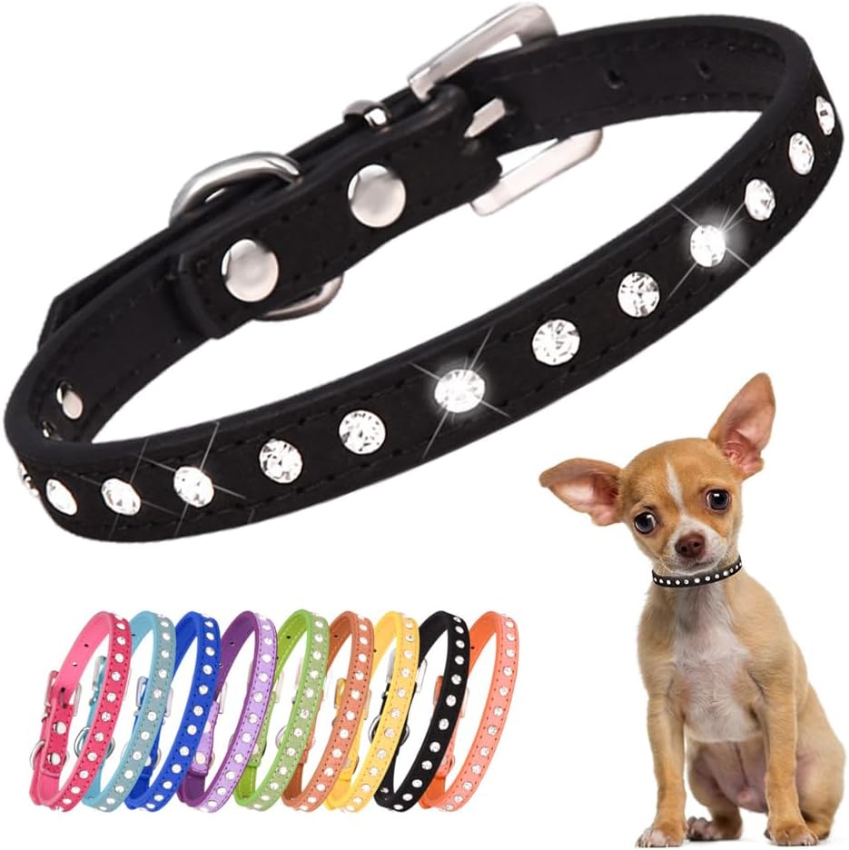 Pink Rhinestone Small Dog Collars for Female Dogs, Pretty Bling Diamond Cat Collar Crystal Sparkly Glitter Jewel Puppy Collar for XXS Xs Small Medium Pet Girl Dogs Kitten, XSmall - Image 10