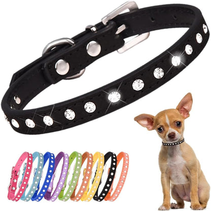 Pink Rhinestone Small Dog Collars for Female Dogs, Pretty Bling Diamond Cat Collar Crystal Sparkly Glitter Jewel Puppy Collar for XXS Xs Small Medium Pet Girl Dogs Kitten, XSmall - Image 10