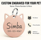 Personalized lightweight pet identification tag in a stylish silver metallic finish.