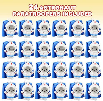 ArtCreativity two inch astronaut figurines with blue deployment parachutes detailed view