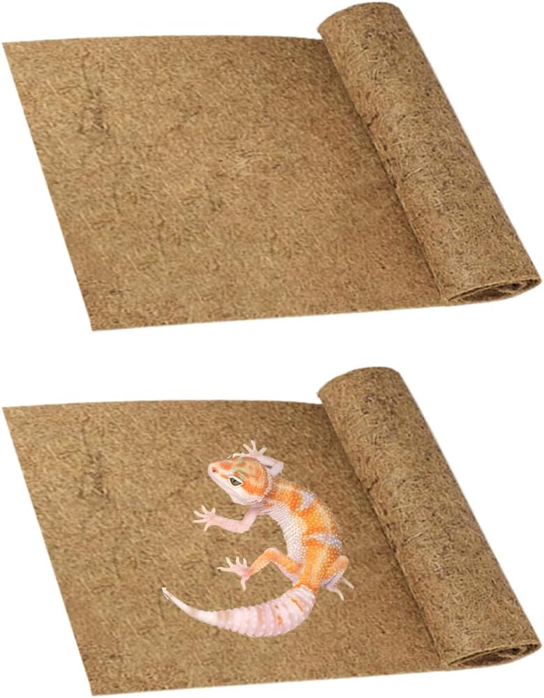PINVNBY 4 Pieces Reptile Carpet,Bearded Dragon Natural Coconut Fiber Mat,Lizard Terrarium Liner Pads,Tortoises Bedding Supplies for Gecko Snake Chameleons(4 Sheets / 19.7x11.8x0.4inches) - Image 9
