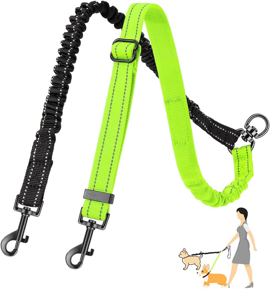 AUTOWT Two Dog Lead, 2 in 1 Upgraded Double Dog Leash Attachment Combine Adjustable Strap and Shock Absorbing Bungee No Tangle Dual Training Splitter for Different Size Dogs - Image 13