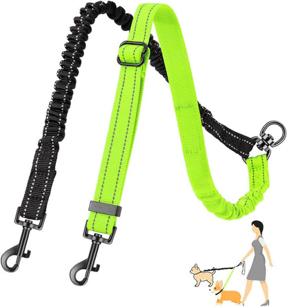 AUTOWT Two Dog Lead, 2 in 1 Upgraded Double Dog Leash Attachment Combine Adjustable Strap and Shock Absorbing Bungee No Tangle Dual Training Splitter for Different Size Dogs - Image 13