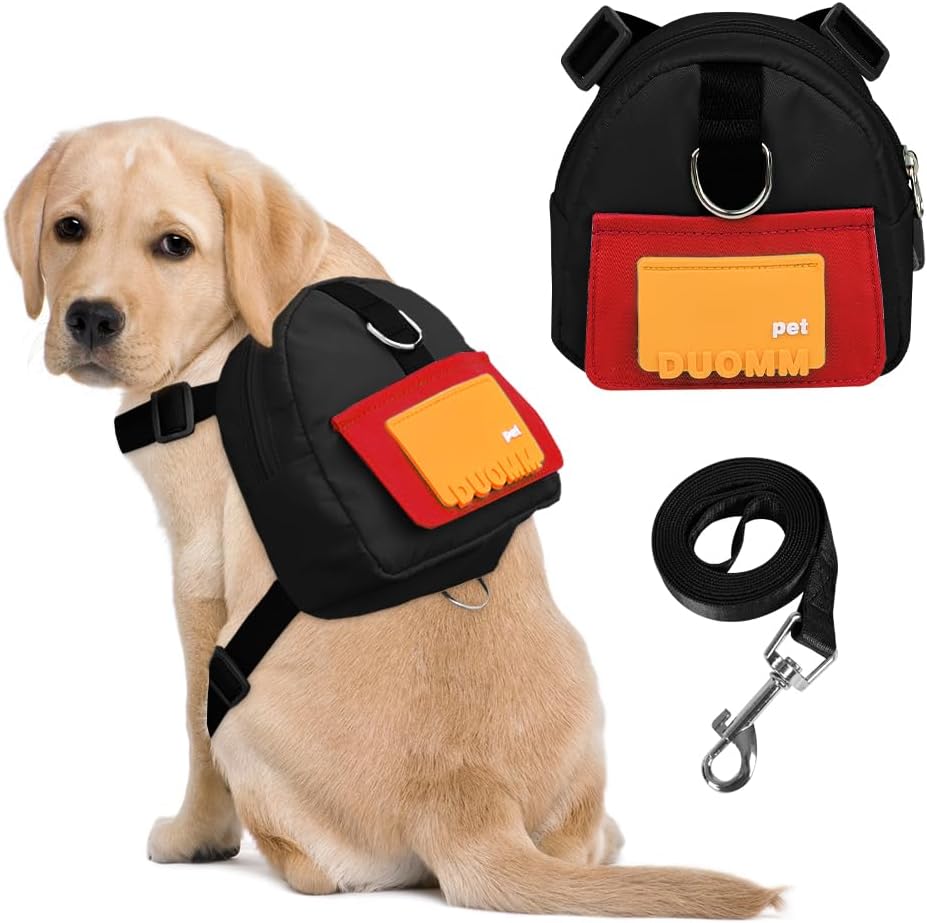 Dog Backpack Harness with Leash,Cute Pet Puppy Backpacks Bulid-in Dog Poop Bag Dispenser,Adjustable Pets Self Carrier Bag for Small Medium Dogs Travel Hiking Daily Walking(M, Green) - Image 11