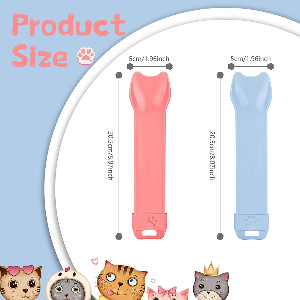 Close up of a kitten licking wet food from the interactive puree dispenser tool
