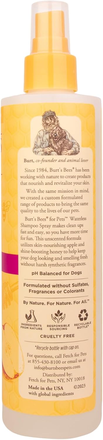 Burt's Bees for Pets Waterless Shampoo Spray for Dogs, Apple & Honey, No-Rinse Dry Dog Shampoo for All Dogs and Puppies, pH Balanced, No Sulfates, Parabens, Phthalates, 10 Fl Oz - Image 9