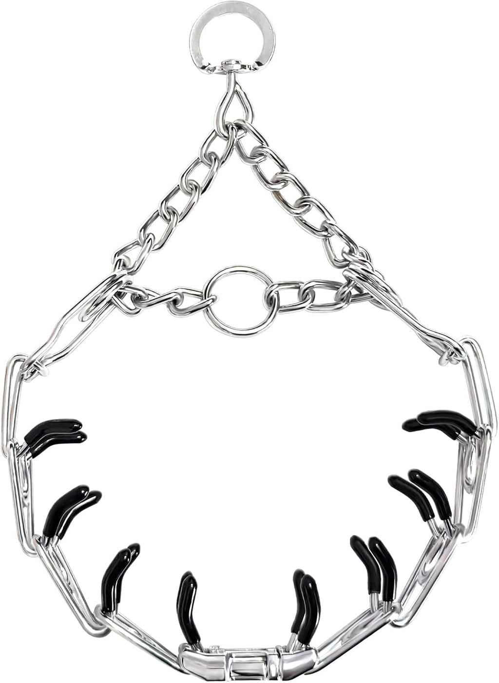 High quality dog pinch collar showing secure attachment rings