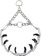 High quality dog pinch collar showing secure attachment rings