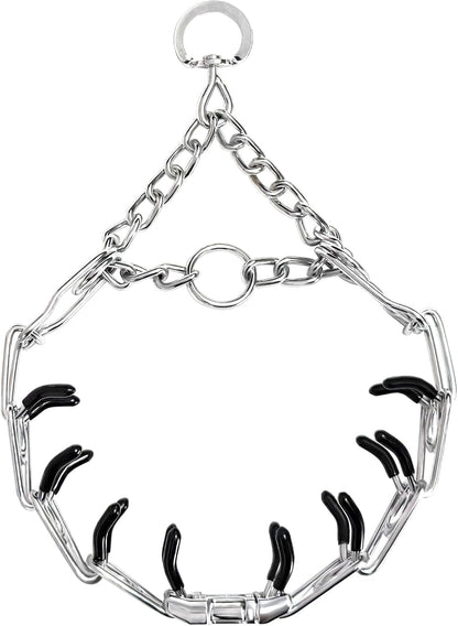 High quality dog pinch collar showing secure attachment rings