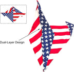 Large golden retriever wearing the adjustable CozyHaus patriotic pet neckwear during an outdoor walk.