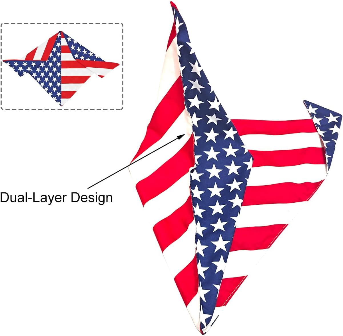 Large golden retriever wearing the adjustable CozyHaus patriotic pet neckwear during an outdoor walk.
