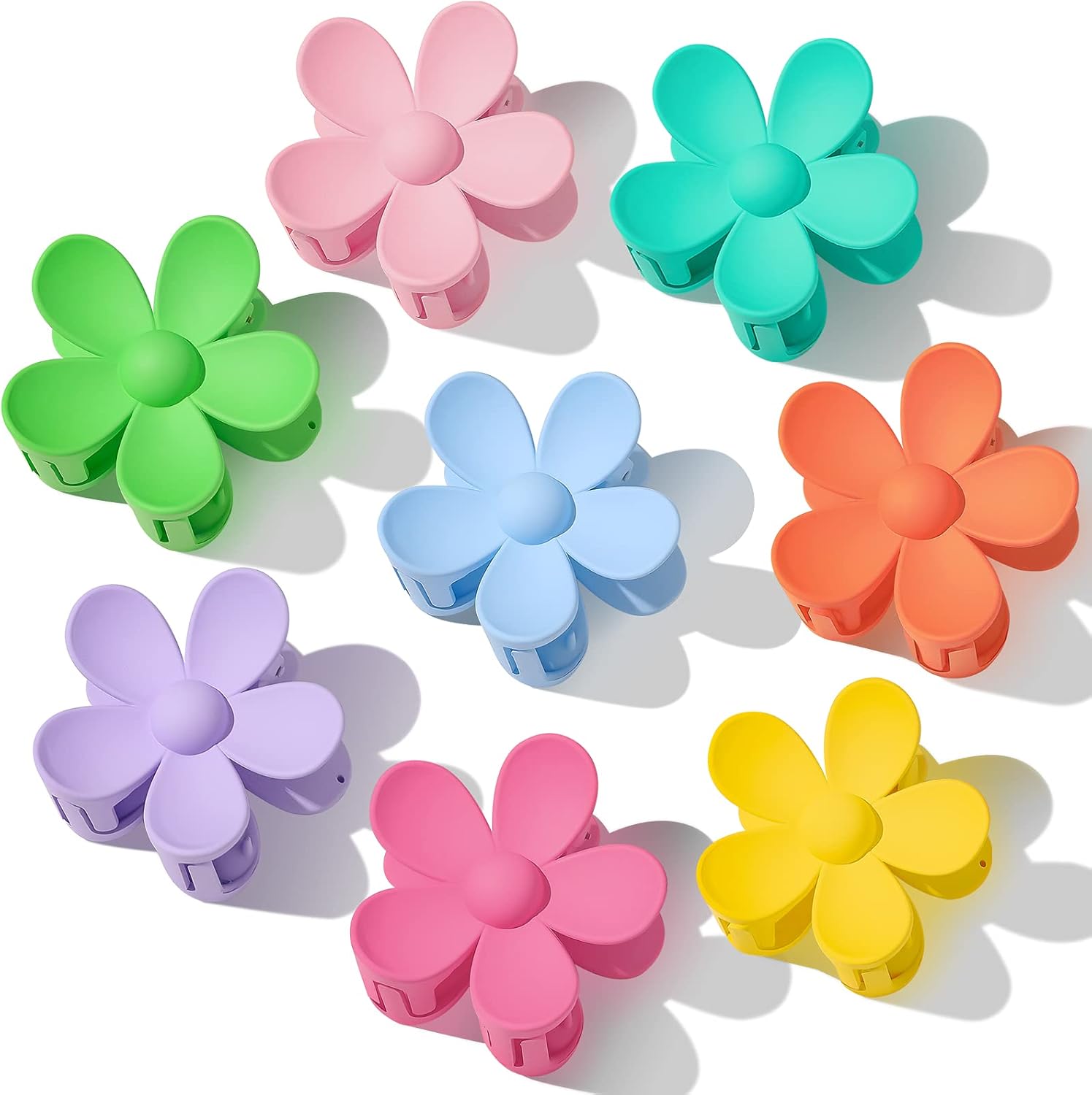 Janfun 8 piece flower hair claw clips set front view