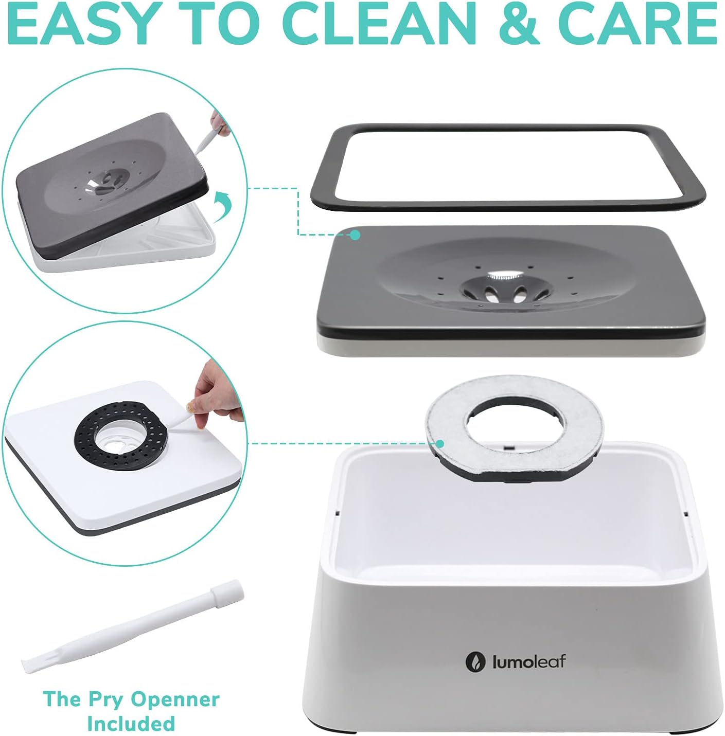 LumoLeaf slow drinking dog bowl disassembled for easy cleaning