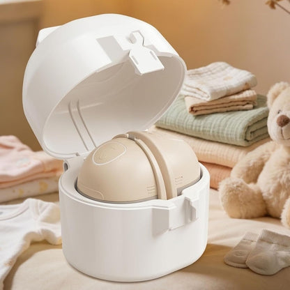 Animoasis breast pump case front view of white dome storage box