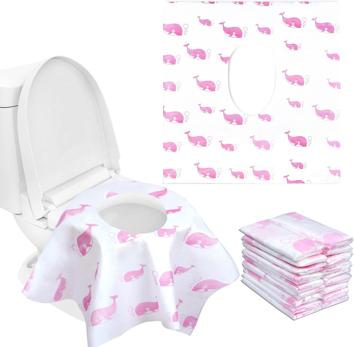CHFONG disposable toilet seat covers pack front view on white background