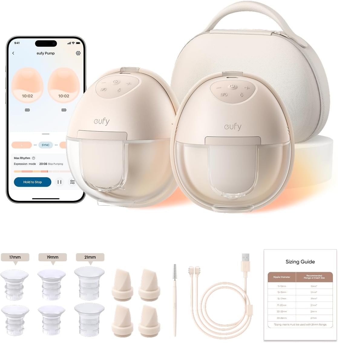 Eufy Security Heated Wearable Breast Pump S1 Pro front view