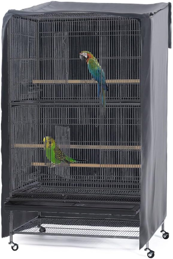 PONY DANCE Pets Product Universal Birdcage Cover Blackout & Breathable Birdcage Cover for Pets' Good Night, Large, Black, 35 L x 25 W x 47 in H - Image 11