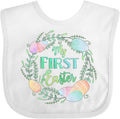 Inktastic My First Easter pastel wreath baby bib front view