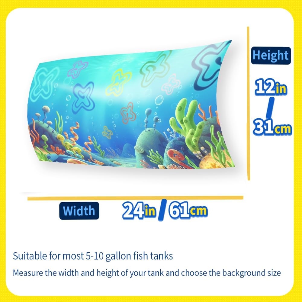 LYYAB cartoon underwater terrarium poster measuring twenty four by twelve inches displayed flat before glass installation.