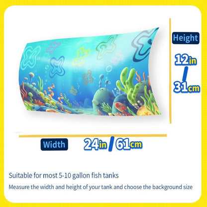 LYYAB cartoon underwater terrarium poster measuring twenty four by twelve inches displayed flat before glass installation.