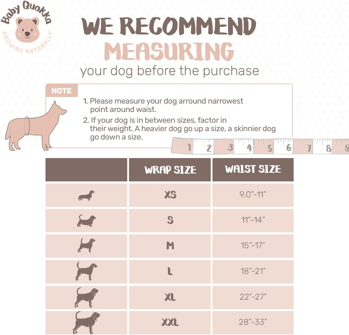 Baby Quokka reusable canine belly wrap flat layout demonstrating the sewn in absorbent pad