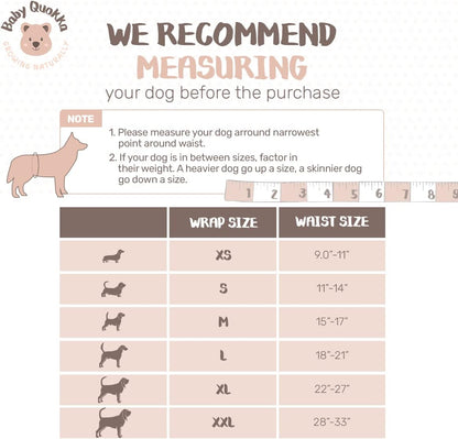 Baby Quokka reusable canine belly wrap flat layout demonstrating the sewn in absorbent pad