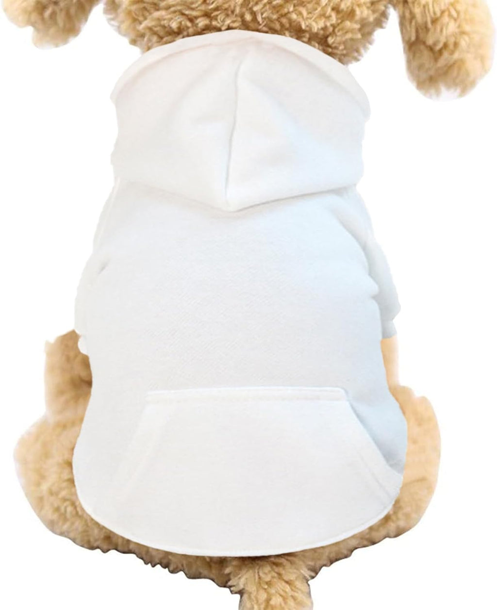 Jecikelon small dog sweatshirt packaging and sizing dimensions illustration