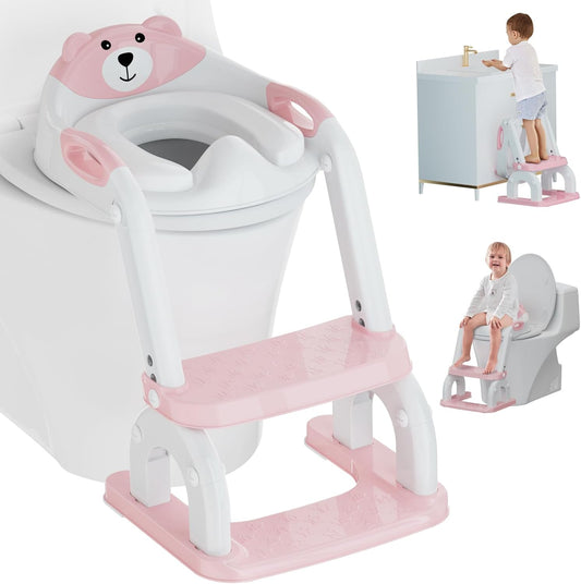 RABB 1ST potty training seat with step stool ladder front view for toddler toilet training