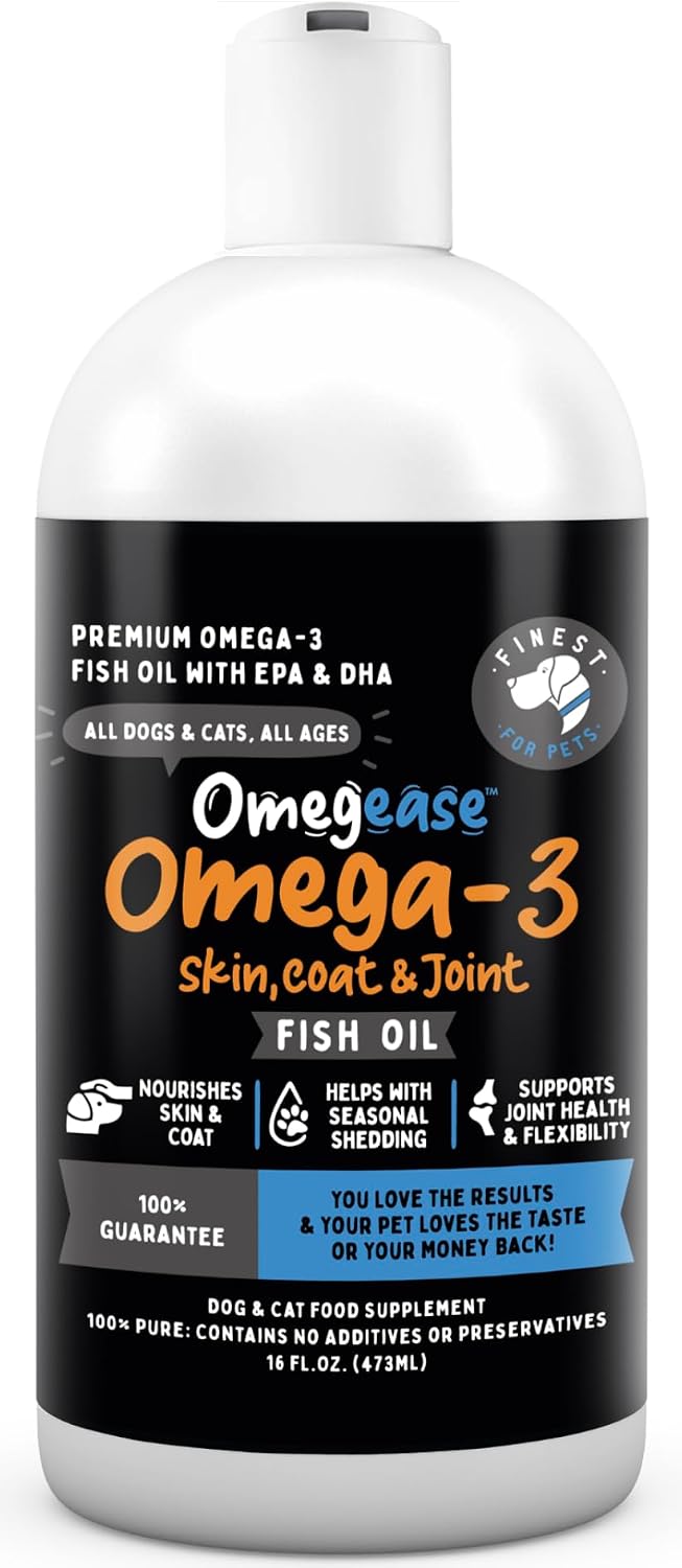 100% Pure Fish Oil for Dogs & Cats (1,545mg Omega 3 per Teaspoon) 32oz. Loaded with EPA & DHA for Joints, Skin & Coat, Itching, Heart & Immune Health. Stronger Than Salmon Oil. Unflavored Omegease. - Image 12