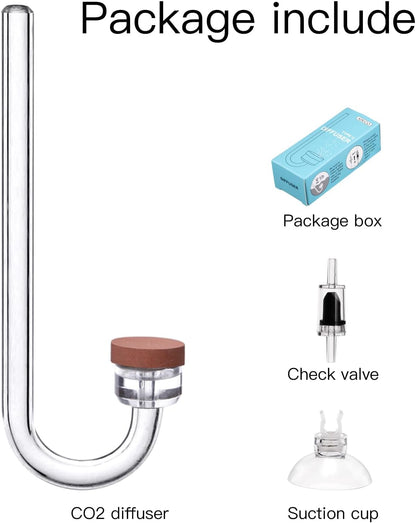 Clscea U-shaped-S carbon dioxide diffuser packaging and included accessories