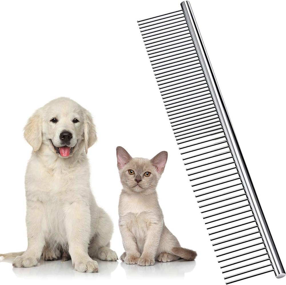 KYHSC metal pet grooming comb front view for removing dog fur tangles
