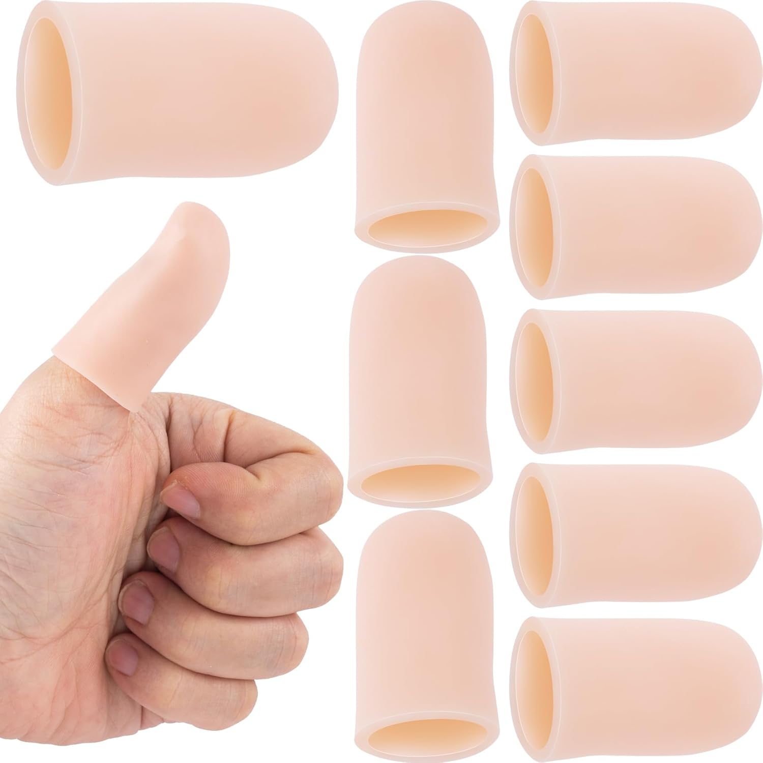 SmallCat silicone finger protectors pack front view showing beige gel cots