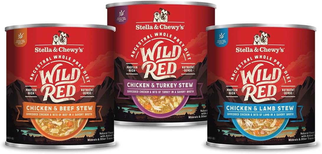 Pack of six ten ounce cans of authentic Stella and Chewy's premium pet food