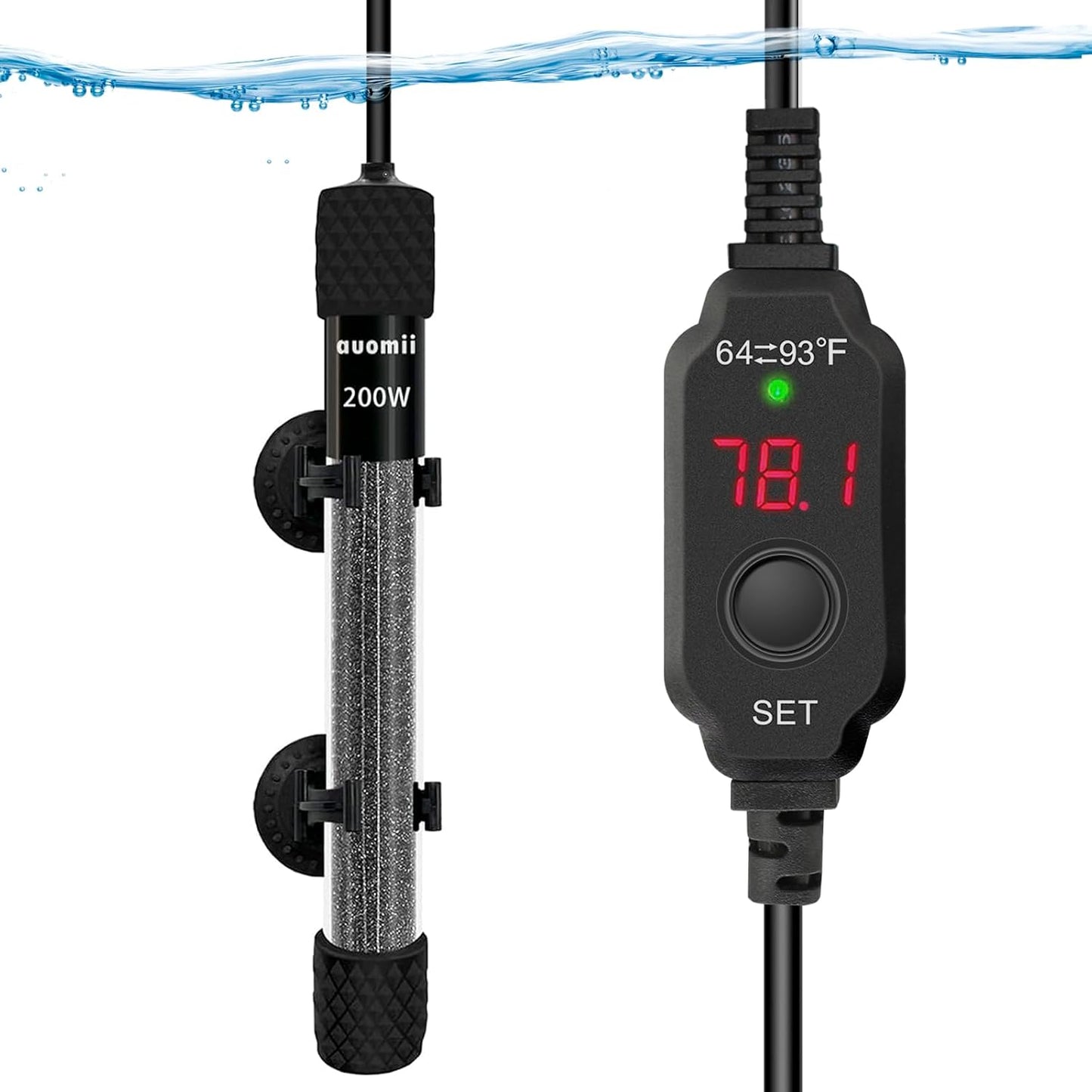 Mini Submersible Aquarium Heater, 25/50/100/150/200/300 Watts Adjustable Fish Tank Heater, Built-in Thermometer, External Temperature Controller, Smart Memory (10 Watts(USB)) - Image 12
