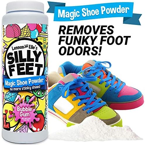 Silly Feet Bubble Gum Scent foot powder for kids smelly shoes.