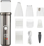Rechargeable pet hair trimmer with multiple guide combs and USB charging accessories