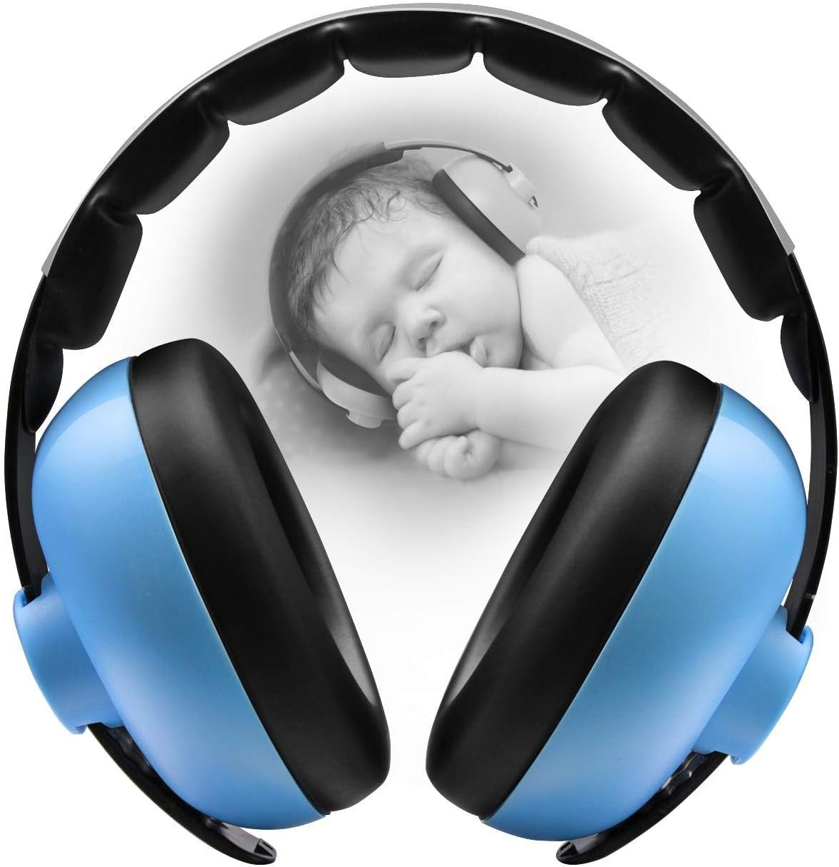 BBTKCARE baby noise cancelling headphones blue front view