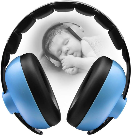 BBTKCARE baby noise cancelling headphones blue front view