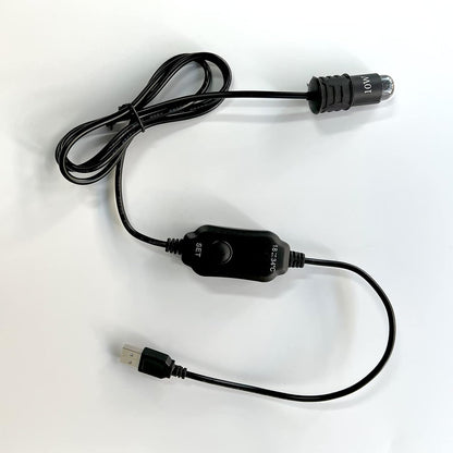 Compact 10W USB fish tank heater showing waterproof submersible design
