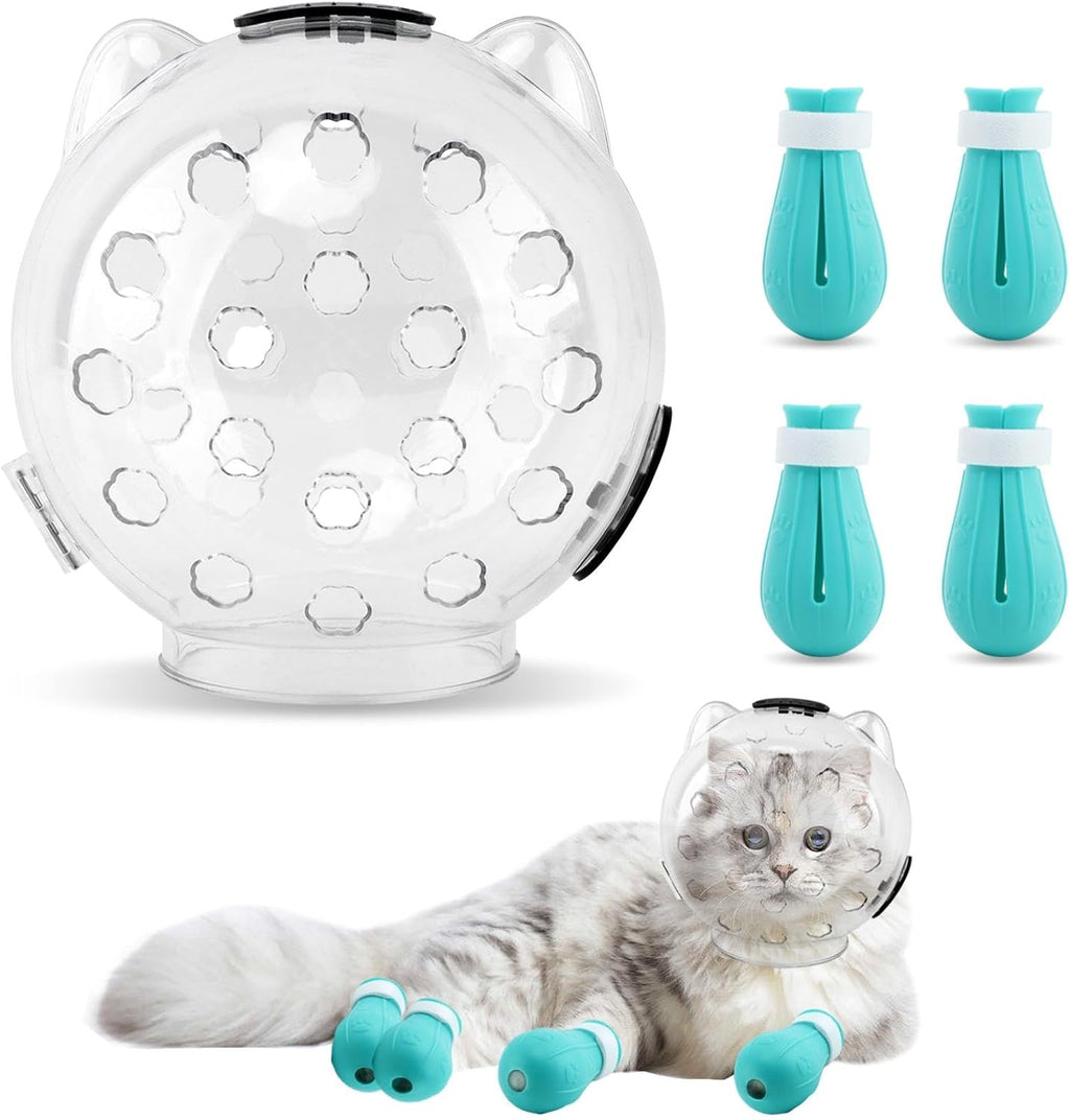 Axrivonte breathable cat muzzle with transparent helmet front view