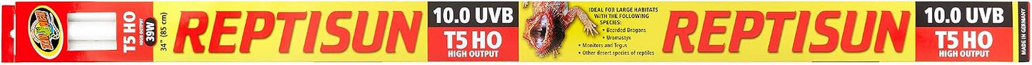 Zoo Med ReptiSun 10.0 HO T5 UVB Lamp 34 Inch front view packaging