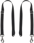 GAITWIN horse blanket sheet leg straps front view showing the pair of black elastic straps with swivel snaps.