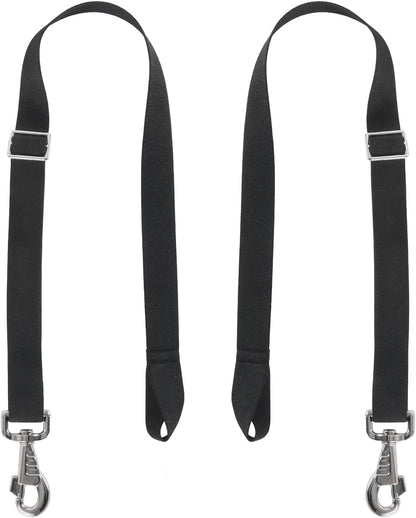 GAITWIN horse blanket sheet leg straps front view showing the pair of black elastic straps with swivel snaps.